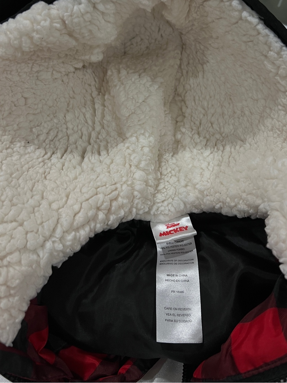Disney Junior Mickey Hooded Plaid Puffer Vest Jacket Size 4 Toddler Kids - Picture 8 of 9